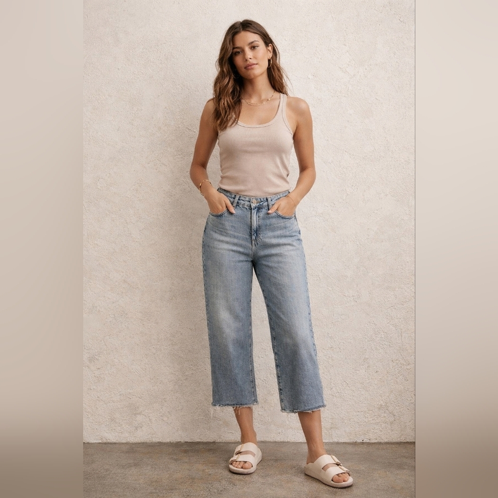 AG Adriano Goldschmied Saige Wide Leg Crop Jeans Women’s Size 31 High Rise